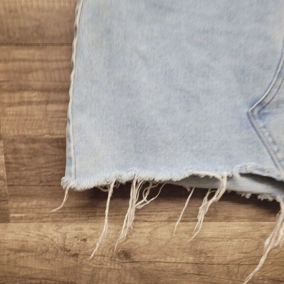 PacSun Denim Mini Skirt Blue Two Toned‎ Womens Size 25 Pockets Frayed Raw Hem - Picture 8 of 13